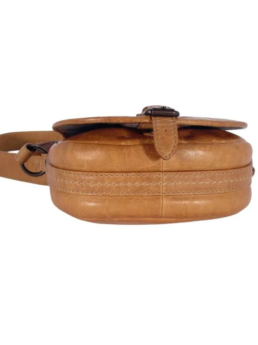 FRYE Melissa $248 Button Saddle Purse Distressed Leather Crossbody Bag - Picture 7 of 10